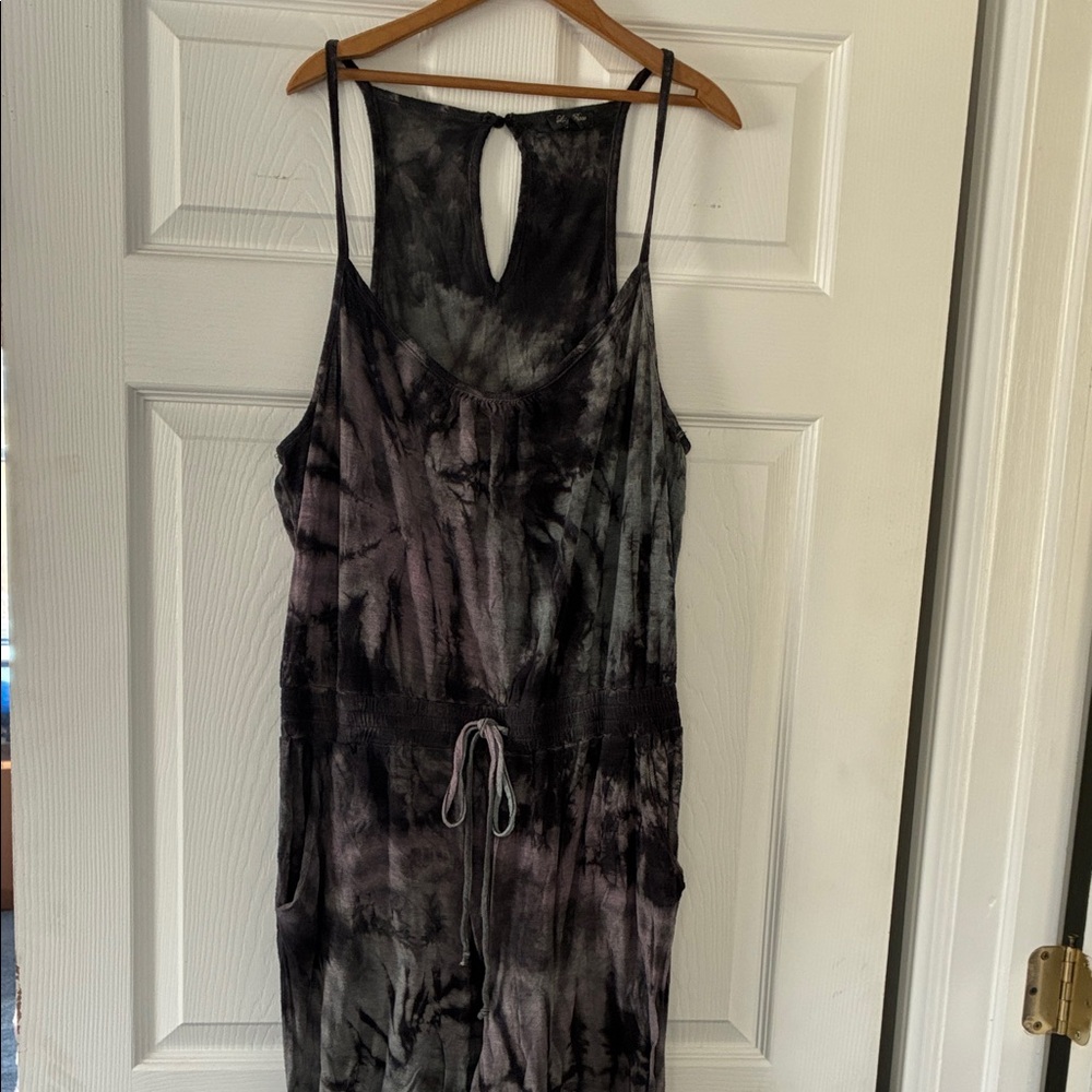 Lily Rose Gray Black Purple Tie Dye Jumpsuit Size XXL Full Length